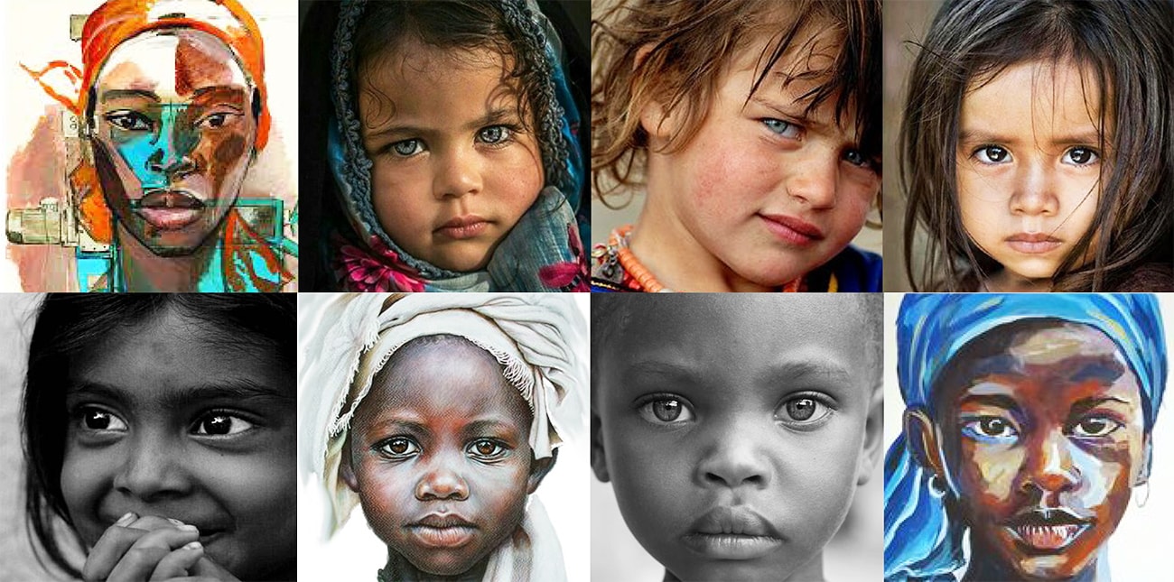 Visages d'enfants du monde entier