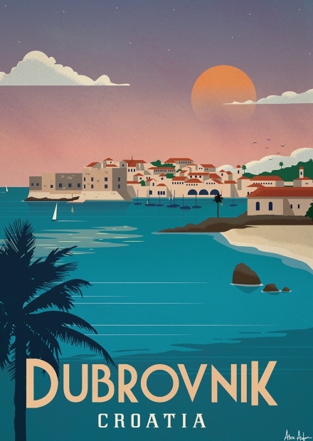 affiche contemporaine Dubrovenik - Artiste Alex Asfour