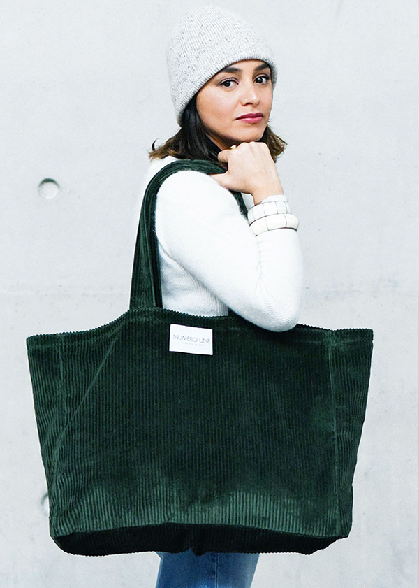 Sac cabas velours Vert Sauvage (En rupture de stock) - Numéro Une